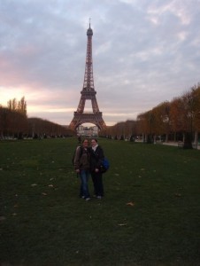 Crystal and Twin Sister Jennifer at the Eiffel Tower. Jennifer helped inspire Crystal's passion for volunteering.