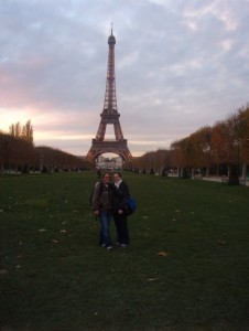 Crystal and Twin Sister Jennifer at the Eiffel Tower. Jennifer helped inspire Crystal's passion for volunteering.