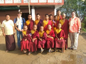 Crystal with all the monks before her send off