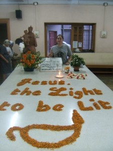 Crystal at Mother Theresa's tomb in Kolkata, India