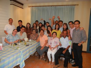 Crystal with her friends family in Bangkok for dinner and karaoke