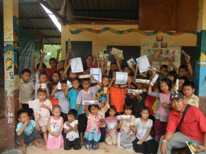 Crystal with the students of the Hilltribe Learning Center in Sangkhlaburi, Thailand after handing out school supplies.