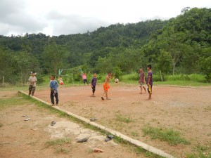 Students of the Hilltribe Learning Center in Sangkhlaburi, Thailand playing soccer