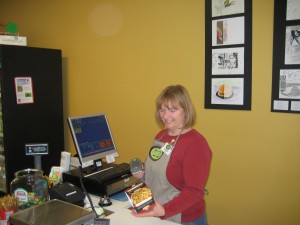 Volunteer cashier at the Vancouver Food Cooperative