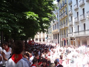 Crystal and Janine in Pamplona for the opening of San Fermin